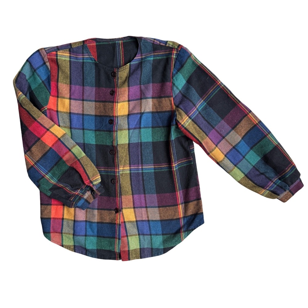 Vintage plaid blouse button front - Picture 1 of 4